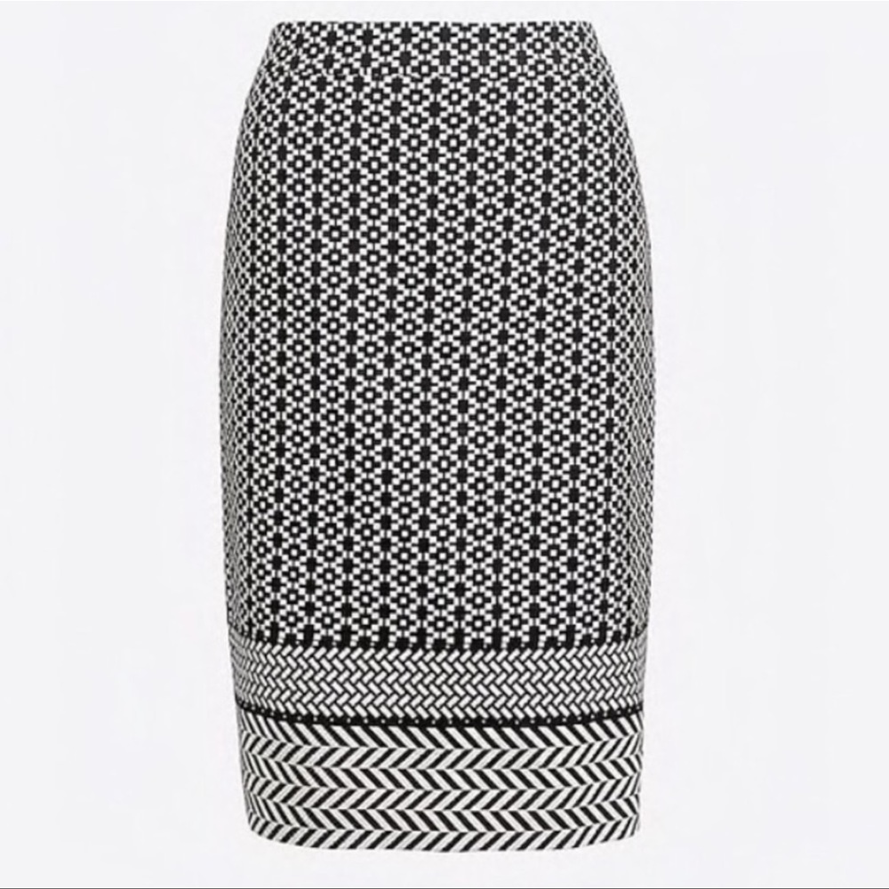 J. Crew Black & White Geometric Pencil Skirt